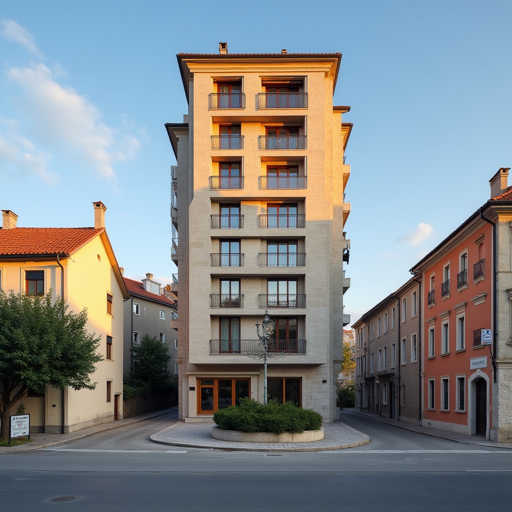 Side-by-side architectural comparison of different Croatian building typologies including residential and mixed-use structures